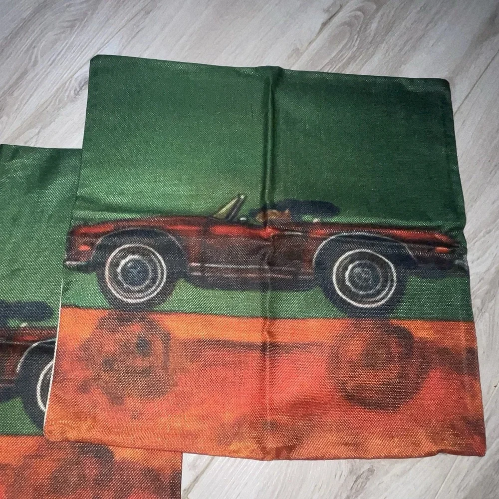 New VTG Throw Pillow Red Convertible  Cars Decorative Pillow Cover Zipper 17x17